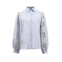 Chemisier Femme Chic et Confortable en Tissu Brodé Creux Élastique à Manches Longues Motifs Plantes et Fleurs Nouvelle Collection Printemps 2026 Vente en Gros