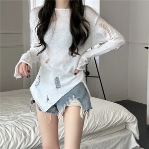 Suéter de Punto con Cuello Redondo Estilo Coreano para Mujer, Primavera y Otoño, Cintura Ajustada con Cola de Pescado, Suéteres, Tops - Product Image 1