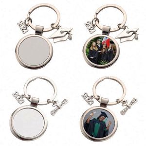 Wholesale Photo Sublimation <b>Keychain</b> Blank Personalization Custom DIY 2024 Class Graduate Gift Charm Metal Graduation Key Chain - Product Image 1