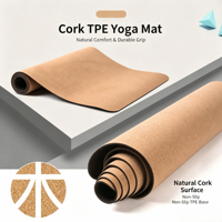 Tapis de yoga en liège et TPE imprimé sur mesure 183*61cm, antidérapant, durable, portable, réglable, pour studio de yoga, vente en gros