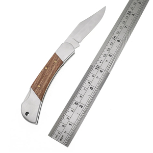 Cuchillo de Bolsillo Multifuncional de Grado Industrial con Mango de Acero Inoxidable e Incrustaciones de Madera Parciales, Directo de Fábrica HL OEM - Product Image 4