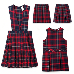 <span class=keywords><strong>Gonna</strong></span> a Pieghe per Uniforme Scolastica Femminile, <span class=keywords><strong>Gonna</strong></span> <span class=keywords><strong>Rossa</strong></span> a Quadri in Poliestere per Divisa Scolastica - Product Image 4
