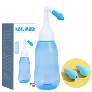 Irrigación Nasal, botella de lavado Nasal de 8oz, enjuague sinusal sin Bpa para adultos y niños con paquetes de sal de lavado Nasal