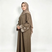 Robe Abaya Modeste Gulf pour Femme, Manches Brodées, Vêtement Musulman Islamique, Dubaï EAU Arabie Saoudite, Longueur Ras du Sol