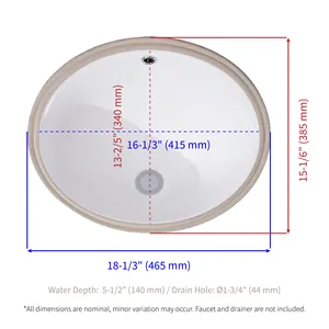 Kaptafel Sanitair Badkamer Vat Wastafel Ovaal Onder Teller Keramische Wastafel