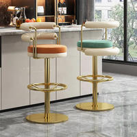 Tabouret de bar en or rose personnalisé chaise pivotante tabouret de bar de restaurant chaise de bar en acier inoxydable hauteur de comptoir de cuisine rotative à 360 degrés