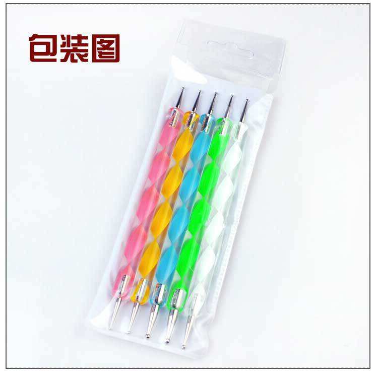 Brosse de peinture ongles Dotting Outil 5 Pcs