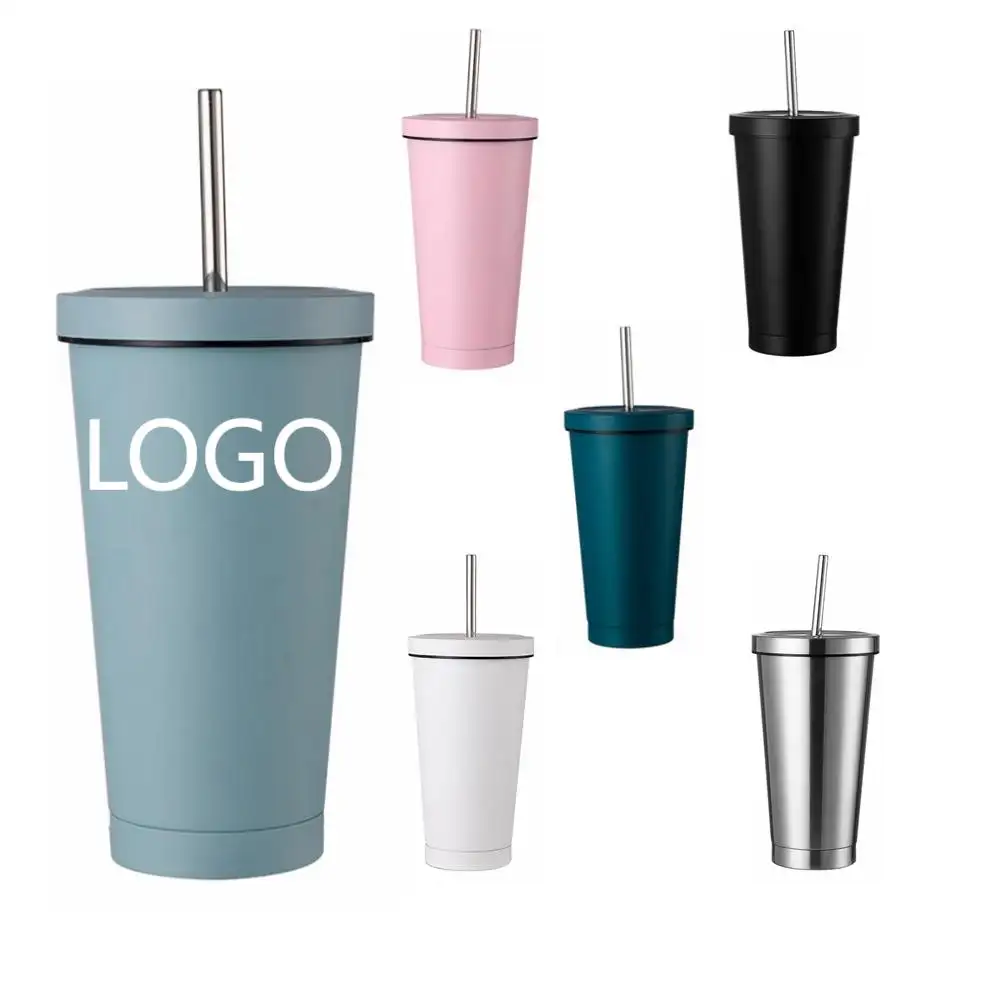 CUPPARK 500ml Wholesale Double Walled Vacuum Reusable Water Tumbler Coffee Cup With Straw