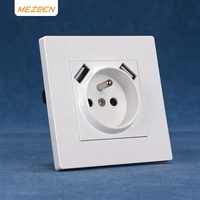 Prise de courant murale française aux normes européennes avec 2 ports USB de type A dans le panneau ignifuge PC prises fiables sûres 250V 16A