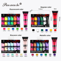 Peintures acryliques fluorescentes métalliques Macaron Panwenbo personnalisées pour artistes professionnels, 4 styles, 6 couleurs, 30 ml, ensemble de peintures