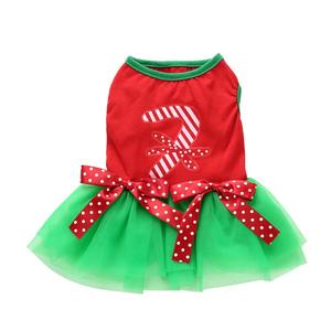 Vestido de perro de Navidad rojo y azul, falda de tutú de perro con pajarita encantadora para cachorro, ropa de Navidad para perro pequeño, venta al por mayor - Product Image 1