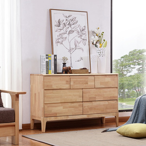 Solid Wood Seven <b>Drawer</b> Chest Natural Color Storage Cabinet Nordic Style Bedroom Sideboard - Product Image 2