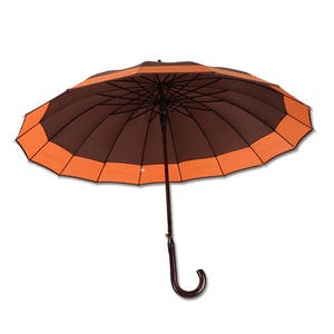 Customized Strong Metal Frame Plastic Handle Pongee Straight <b>Umbrella</b> 16 Ribs Stick <b>Umbrella</b> - Product Image 3