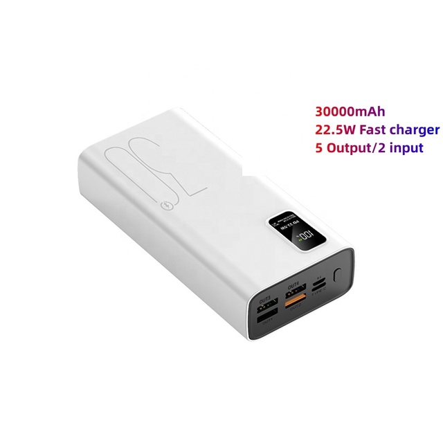 Portable 30000mah PowerBank 10000mah Digital Display Phone Charger 4USB Type C Output Super Fast 22.5W PD Power Bank 20000mAh