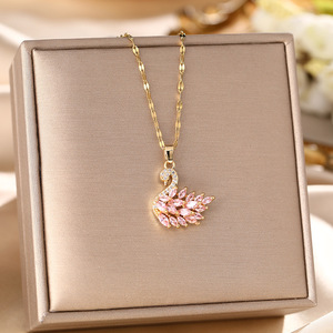 Fashion Stainless Steel Necklace for Women with Full Diamond <strong>Swan</strong> Trendy Personalized Collar Chain <strong>Jewelry</strong> - Product Image 4