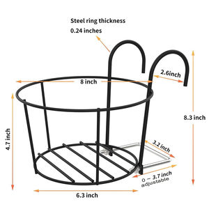 Hanging <strong>Railing</strong> Planter <strong>Flower</strong> Pot Hanging Baskets Holder Balcony Round Planter <strong>Tray</strong> - Product Image 3