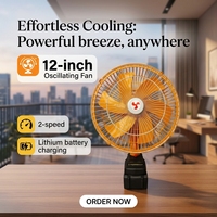 Ventilateur rechargeable de 12 pouces, ventilateur oscillant, prend en charge la sortie de charge USB.