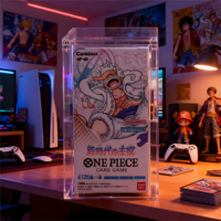 Boîte de rangement portable en acrylique transparent pour cartes One Piece TCG japonaises, 86x86x159mm, avec couvercle magnétique, OP01-OP13