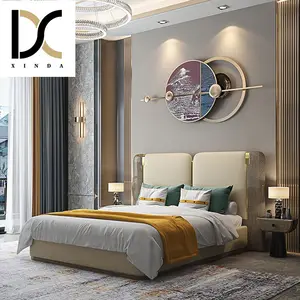 High Quality Luxury Italian King Queen Size Leather Super Single Bed Frame Furniture Set Modern Bed Room Furniture Bedroom Set