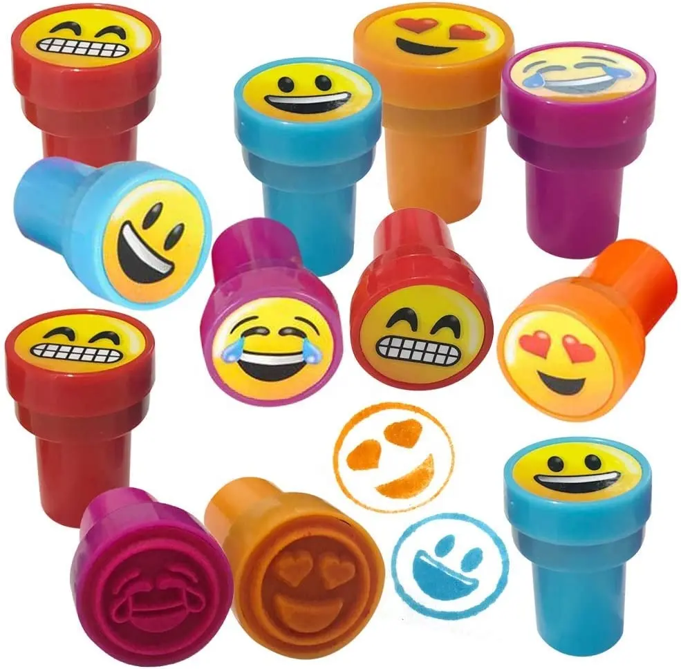 Emoticon Stampers for Kids Pre-Inked Smile Stampers for Children Emoji Birthday Party Supplies and Favors