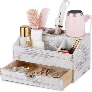 Support de sèche-cheveux en bois massif peint écologique et support de rangement pour comptoir de salle de bain - Product Image 3