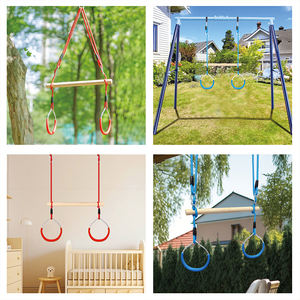 Columpio Trapecio Seguro para Niños Ropecube con Barra de Madera y Anillas de Gimnasia, Cuerdas Ajustables, Juego de Fitness para Interiores y Exteriores - Product Image 6
