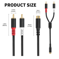 Câble RCA plaqué or, 2 RCA mâles vers 1 RCA femelle, câble convertisseur de signal audio stéréo pour haut-parleur, amplificateur, home cinéma