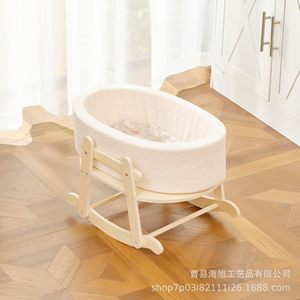 Cuna de madera para bebé con base oscilante de 0 a 6 meses, estilo escandinavo, para recién nacidos - Product Image 1