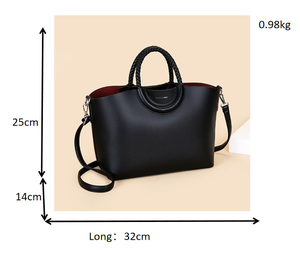2025 Woven Round Handle <strong>Soft</strong> PU <strong>Leather</strong> Large Capacity Two-piece Set for Women's <strong>Bag</strong> - Product Image 3