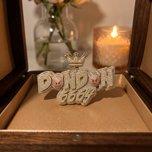 Pendentif personnalisé en argent 925 avec moissanite et diamant, style hip-hop de luxe pour événements, motif couronne, emoji, lettre ou plaque nominative, entièrement serti de pierres, sans - Product Image 2