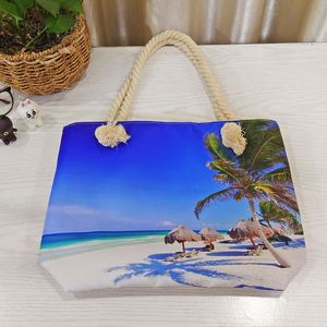 OEM Sublimation Large Canvas Casual <b>Tote</b> <b>Beach</b> <b>Bag</b> with Two Open Rope Handles Summer Lightweight Durable Fashion - Product Image 4