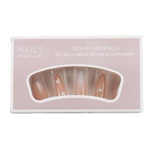 Uñas Postizas Degradado Rosa Nude con Diseño <span class=keywords><strong>de</strong></span> Estrellas <span class=keywords><strong>de</strong></span> Diamantes <span class=keywords><strong>de</strong></span> Imitación en Forma <span class=keywords><strong>de</strong></span> Lágrima y Lazo, Puntas <span class=keywords><strong>de</strong></span> Uñas Desmontables, Caja <span class=keywords><strong>de</strong></span> 30 Piezas, Acabado Profesional - Product Image 5