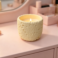 Pot à bougie de Noël en polyrésine fait main, écologique, texturé, surface poreuse à bulles, récipient décoratif pour la maison