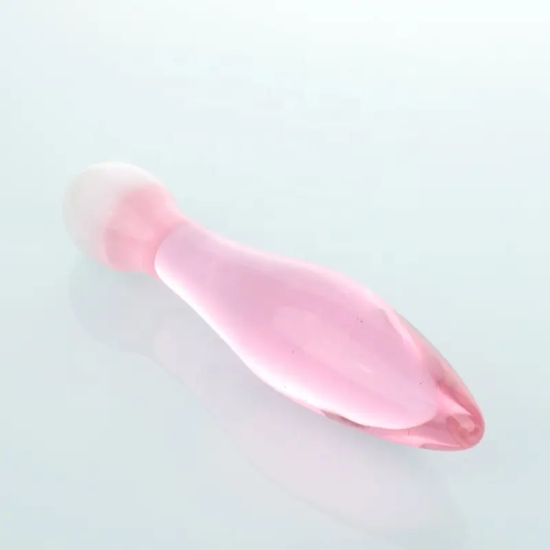 Pênis bonito de cor branca rosa feito de fábrica em estoque/Pênis de vidro rosa/Vibrador de vidro rosa para uso sexual de homem e mulher