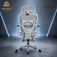 Chaise de bureau ergonomique avec repose-pieds, design entièrement en maille, dossier coulissant et appui-tête 4D pour de longues heures de travail