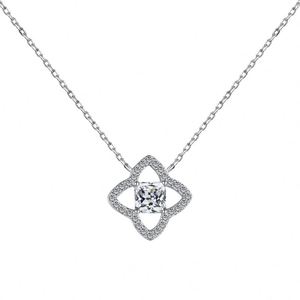 Collier pendentif en argent rhodié S925 de Dylam, forme de fleur, serti de zircone cubique 5A, pour femme, idéal pour s'habiller - Product Image 1
