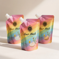 Sac pochette d'emballage de recharge de pâte de masque capillaire Doypack debout noir mat imprimé personnalisé