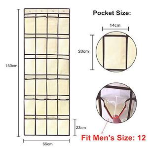 Spot 24 Grid Beige Home Pocket Non-Woven Fabric <b>Storage</b> Bag Behind the Door <b>Shoe</b> Hanging Bag - Product Image 2