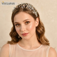 YouLaPan Hiasan Kepala Karangan Bunga Pernikahan dan Ulang Tahun yang Terbuat dari Paduan Logam, Dekorasi Kristal Rhinestone yang Menawan untuk Tampilan Menawan.