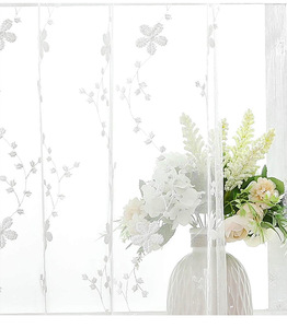 Pastorale piccola tenda trasparente ricamata <span class=keywords><strong>con</strong></span> fiore di seta bianca fresca di latte, tenda trasparente decorativa pronta all'uso per la vita in famiglia - Product Image 5