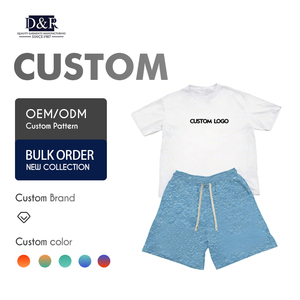 Ensemble deux pièces d'été pour homme OEM, en jersey 100% coton mercerisé teint en pièce, avec short respirant à taille élastique et couleur unie - Product Image 1