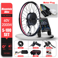 Kit de Conversión de Bicicleta Eléctrica de 60V 2000W, Motor de Cubo Trasero sin Escobillas de 26\", 27.5\", 28\", 29\", 700C para Conversión de Bicicleta Eléctrica