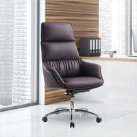 Chaise de bureau en cuir PU de haute qualité avec base en aluminium et accoudoirs fixes