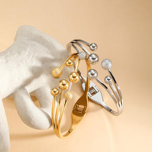 नई स्टील बॉल बेड लक्जरी ब्रांड ब्रैसलेट गहने 316 एल स्टेनलेस स्टील 18k सोने के प्लेटेड चूने - Product Image 2