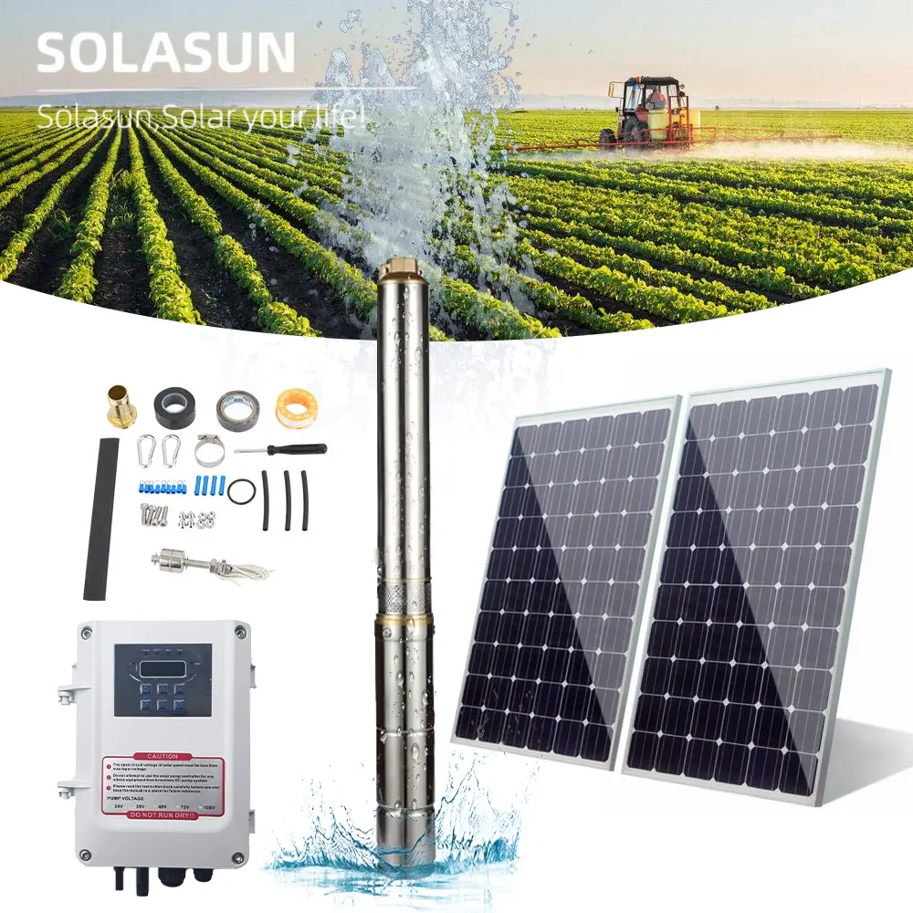 750W Solar Powered Copper Water Pump Centrifugal Borehole DC for Irrigation Agriculture 48V with 120m Maximum Head