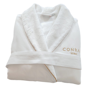 Albornoz de Hotel con Cuello Chal y Doble Capa de Felpa, Logotipo Personalizado Bordado, Ropa de Baño de Lujo para Spa de Cinco Estrellas - Product Image 1