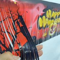 Spanduk atas latar belakang labu Halloween pengaturan foto dalam ruangan luar ruangan bendera cetak Digital suasana lintas batas