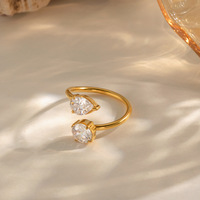 Bagues pour femmes J&S Classic en acier inoxydable plaqué or 18 carats, minimalistes, ajustables, ouvertes, avec zircon, pour mariage ou cadeau