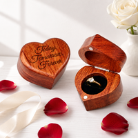 Boîte à bague en bois massif écologique en noyer noir avec gravure « Amour éternel » pour demande en mariage