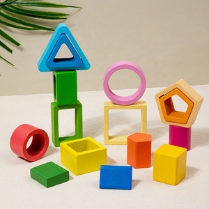 Konig Kids 3D Building Blocks Shape Matching Wooden Toys Montessori Early Education Wood Toys for Kid Montessori <strong>Study</strong> <strong>Materials</strong> - Product Image 3